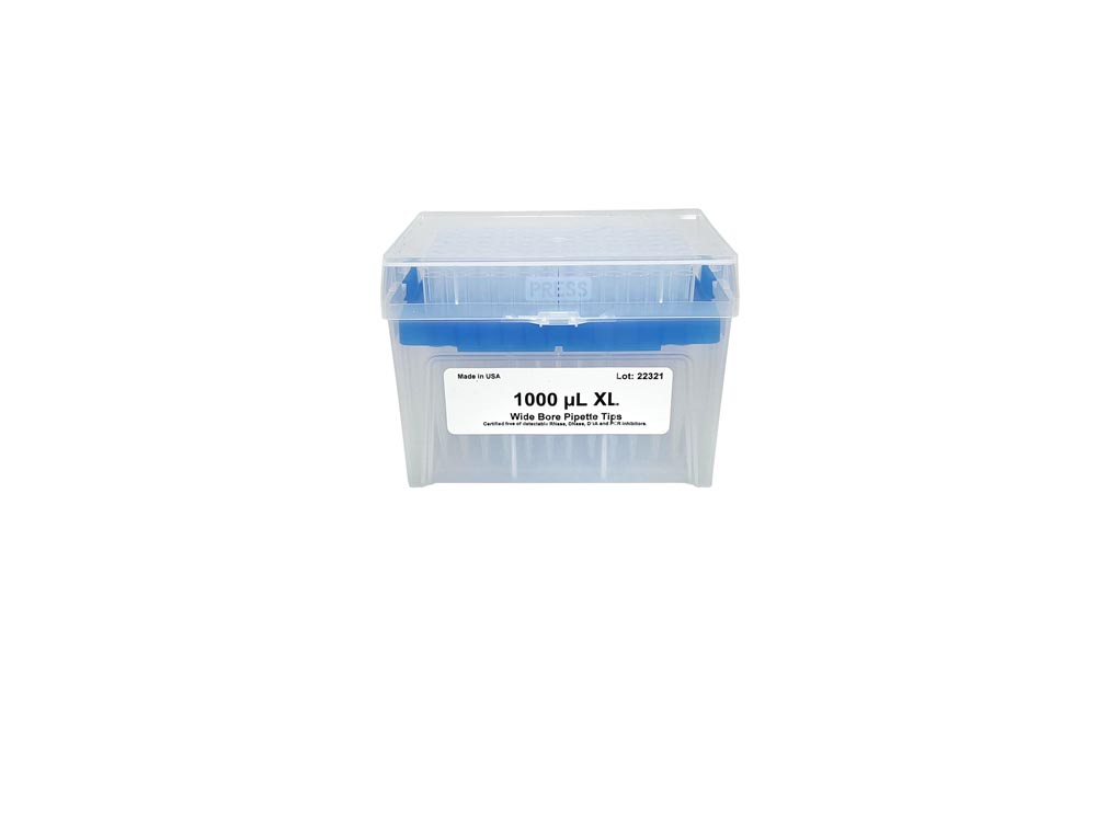 1000 µL XL Wide Bore Filtered Pipette Tips, Racked Sterile
